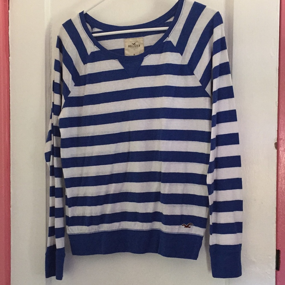 Blue and white striped top
